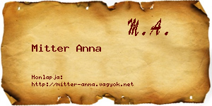 Mitter Anna névjegykártya